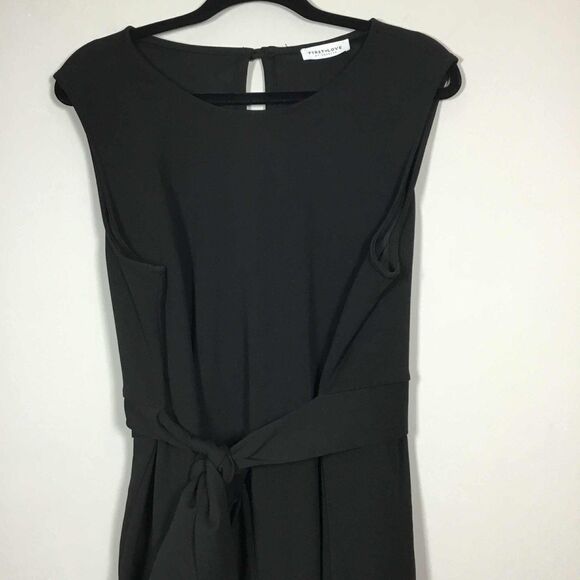 First Love Black Classic Minimalist Asymmetrical Tied Waist Party Mini Dress 1X - Picture 2 of 7